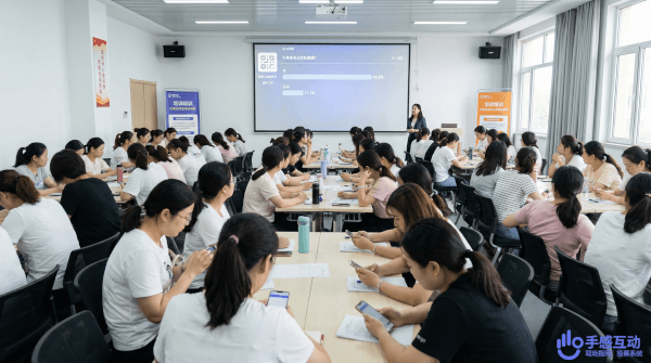 206名幼儿教师培训现场使用手感互动实时投票